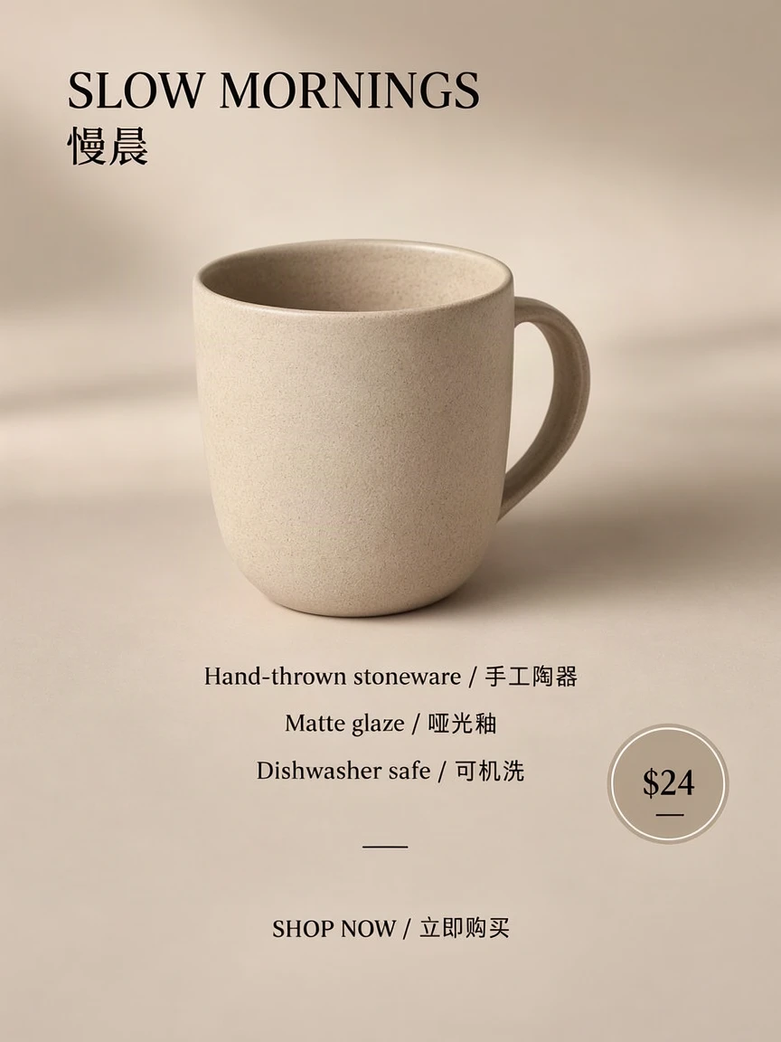 Bilingual product ad — MOSS-Image benchmark output