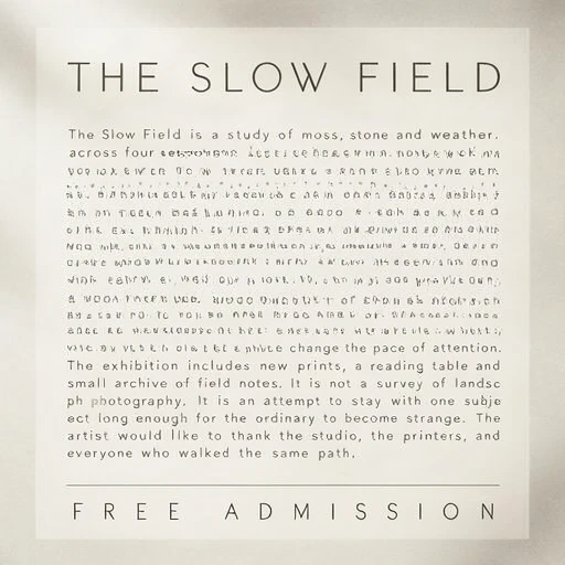A generated poster with a long artist statement; the middle of the paragraph is garbled